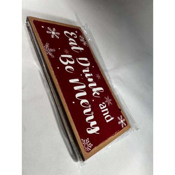 Christmas Decor Wooden Signs Set of 2 Cookies Milk Served Nighty Eat Drink Merry - Picture 4 of 9